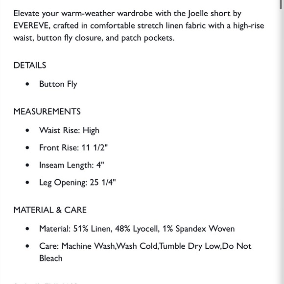 NWT EVEREVE Joelle Stretch Linen Short in White , size 28 - Picture 8 of 13